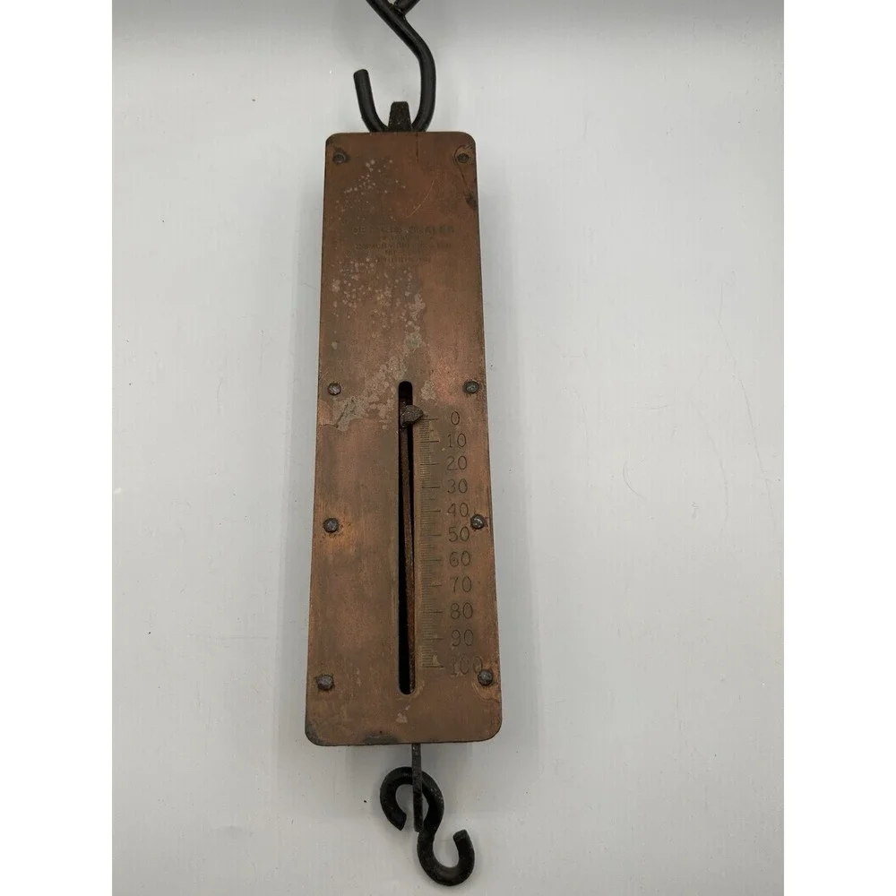 Vintage Detecto Scales No. 4100 1-100lbs Brass Hanging Spring‎ Balance Scale NY